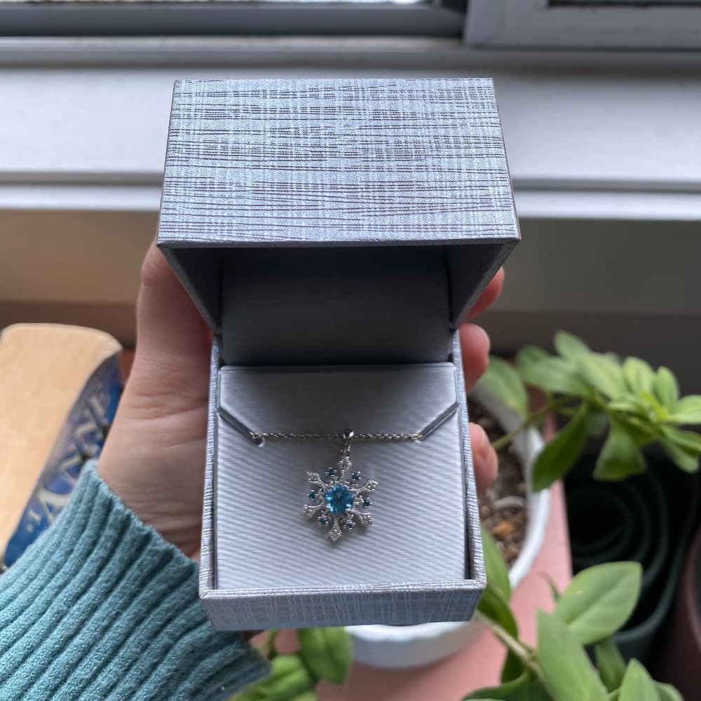 Blue Topaz Snow Flake People’s Jewellers Necklace